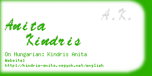 anita kindris business card